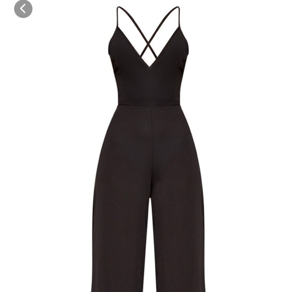 Black Plunge Side Split Leg Jumpsuit